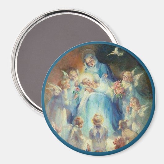 Aimant Immaculée Vierge Marie Anges Bébé Jésus (Recto/Verso)