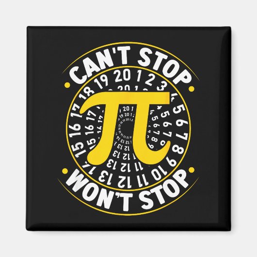 Aimant Impossible d'arrêter Pi n'arrêtera pas les maths J (Devant)