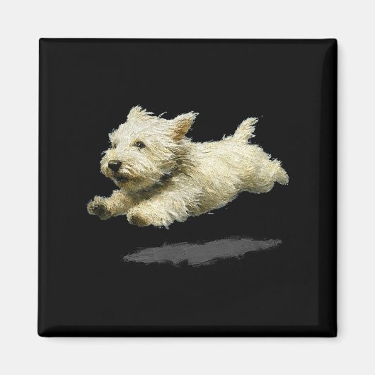 Aimant Impression d'art de chien courant drôle rétro mign (Devant)