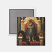 Aimant Impression d'art du trône de chat Maine Coon noble (Recto/Verso)