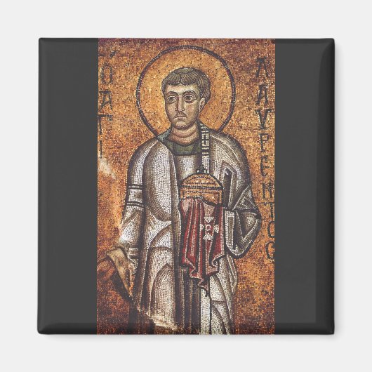 Aimant Impression d'art mosaïque orthodoxe Saint Laurent (Devant)