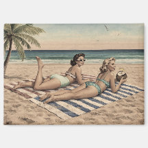 Impression d'art pin-up de plage vintage | Filles