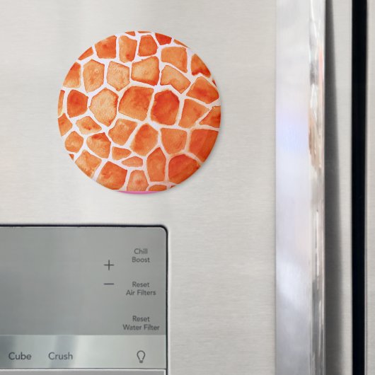 Aimant Impression de girafe à l'aquarelle orange  (In situ (réfrigérateur))