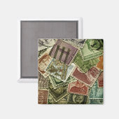 Aimant Impression de timbre vintage (Recto/Verso)