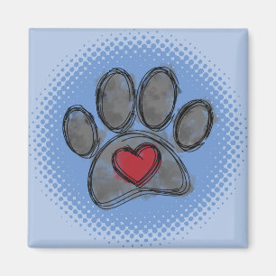 Aimant Impression demi-ton Amoureux des chiens Dessin Aqu