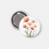 Aimant Impression florale aquarelle Coquelicots coraux (Recto/Verso)