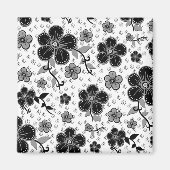 Aimant Impression florale noire et blanche (Devant)