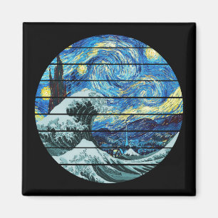 AIMANT IMPRESSIONISME NUIT ÉTOILÉE VAGUE DE KANAGAWA ART