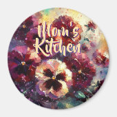 Aimant Impressionistic Maroon Pansies Floral Personalized (Devant)