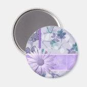 Aimant imprimé de fleurs violettes (Recto/Verso)