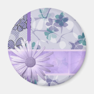 Aimant imprimé de fleurs violettes