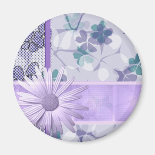 Aimant imprimé de fleurs violettes (Devant)