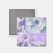 Aimant imprimé de fleurs violettes (Recto/Verso)