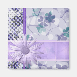 Aimant imprimé de fleurs violettes
