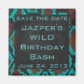 Aimant Imprimé serpent brun et sarcelle Monogramme (Devant)