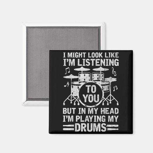 Aimant In My Head I'm Playing My Drums Funny Drummer Drum (Recto/Verso)