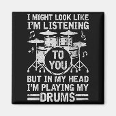 Aimant In My Head I'm Playing My Drums Funny Drummer Drum (Devant)