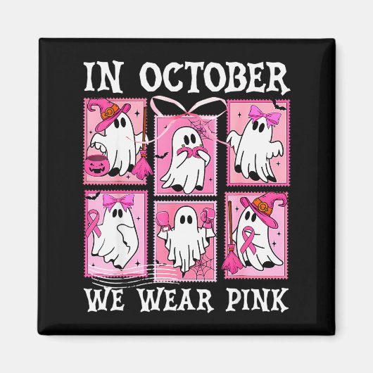 Aimant In October We Wear Nk Ghost Breast Cancer Hallowee (Devant)