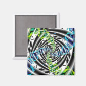 Aimant Incomplet | Art fractal bleu et vert (Recto/Verso)