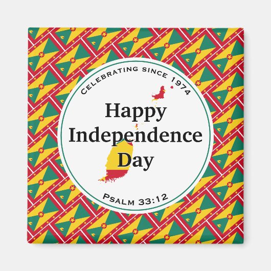 Aimant INDÉPENDANCE DE LA GRENADE Écriture Drapeau de la  (Devant)