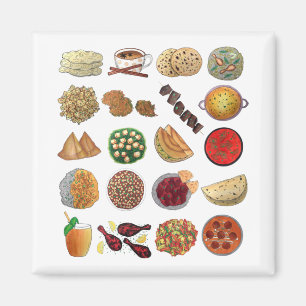 Aimant Indian Foods Plats Cuisine indienne Illustration