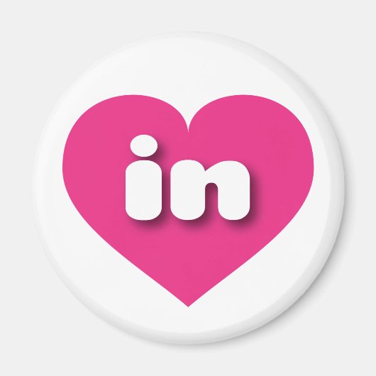 Aimant Indiana coeur rose chaud - J'aime dans (Devant)