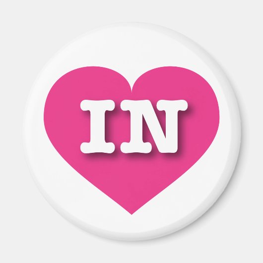 Aimant Indiana Hot Pink Heart - I love IN (Devant)