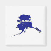 Aimant Indicateur de forme de l'état de l'Alaska avec nom (Devant)