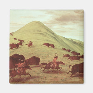 Aimant Indiens de Sioux chassant le buffle, 1835 (huile