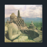 Aimant Indonésie vintage, temple bouddhiste de Borobodur<br><div class="desc">Indonésie vintage,  temple bouddhiste de Borobodur,  centre de Java,  découvert en 1820 par Sir Thomas Stamford Raffles,  fondateur de Singapour</div>