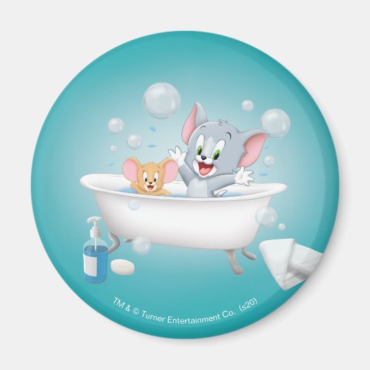 Aimant Infant Tom and Jerry Taking a Bath (Devant)