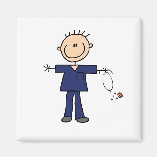 Aimant Infirmière à mâle - bleu (Devant)