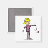 Aimant Infirmière à silice féminine blonde (Recto/Verso)