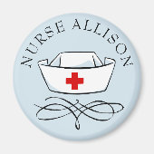 Aimant Infirmière Casquette Ajouter un nom (Devant)