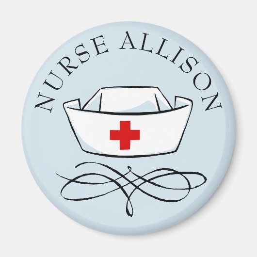 Aimant Infirmière Casquette Ajouter un nom (Devant)