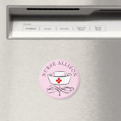 Aimant Infirmière Casquette Ajouter un nom Rose (In Situ (Lave-vaisselle))