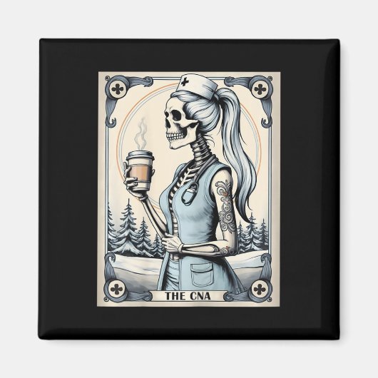 Aimant Infirmière certifiée Istant Tarot Card Skeleton Cn (Devant)
