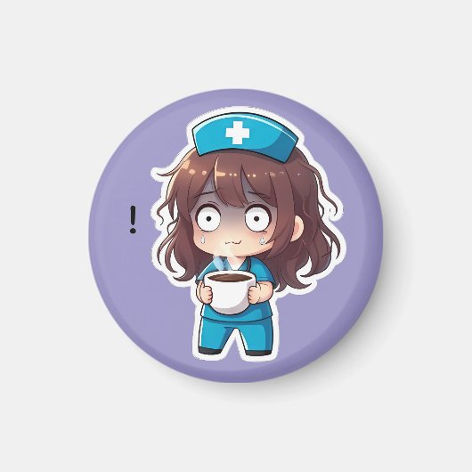 Aimant Infirmière Chibi Originale 2.0 - Épuisement Total (Devant)
