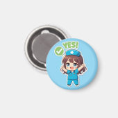 Aimant Infirmière Chibi Originale 3.0 - Oui (Recto/Verso)