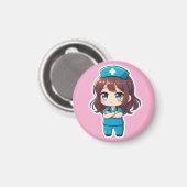 Aimant Infirmière Chibi Originale - Calme Professionnel (Recto/Verso)