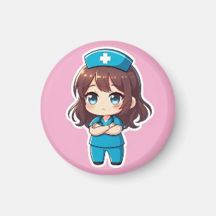 Aimant Infirmière Chibi Originale - Calme Professionnel