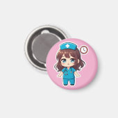 Aimant Infirmière Chibi Originale - Course Contre la Mont (Recto/Verso)