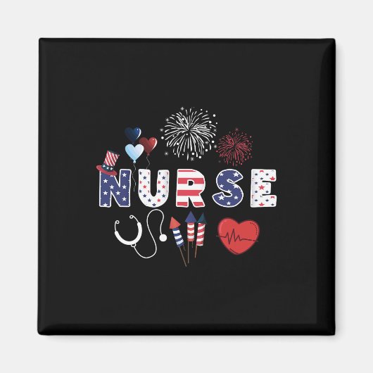 Aimant Infirmière de fierté Usa Drapeau Stethoscope Infir (Devant)