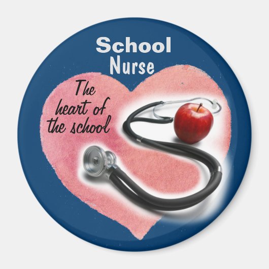Aimant Infirmière de l'école Coeur de l'aimant de l'école (Devant)
