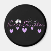 Aimant Infirmière éducatrice Conception des Coeurs Rose (Devant)