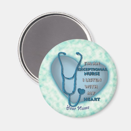 Aimant infirmière exceptionnelle au coeur bleu (Recto/Verso)