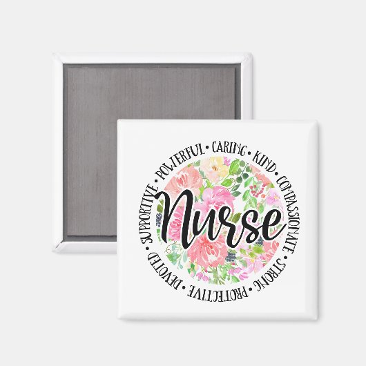 Aimant Infirmière florale (Recto/Verso)