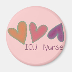 Aimant Infirmière ICU 3 Coeurs