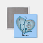 Aimant Infirmière inscrite de Blue Heart RN (Recto/Verso)