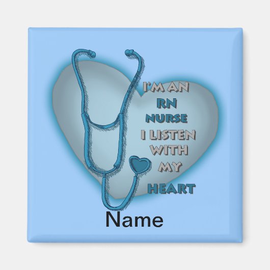 Aimant Infirmière inscrite de Blue Heart RN (Devant)